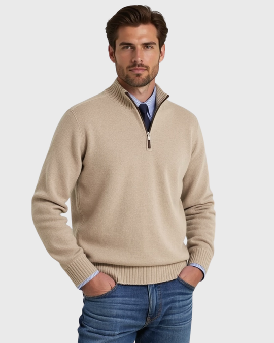 Halb-Reißverschluss Pullover mit Reißverschluss-Akzent für Herren