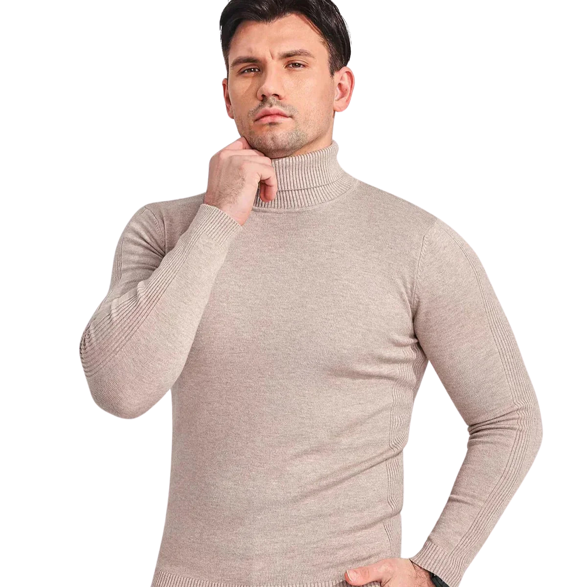 Schmal geschnittener Rollkragenpullover für Herren - Image 3