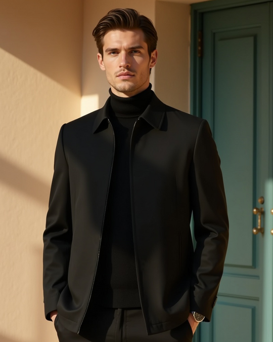 Giacca da uomo con collo alto e zip frontale