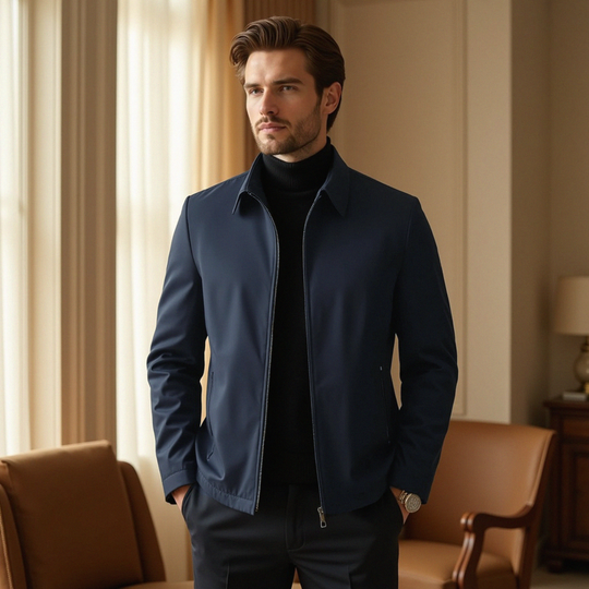 Giacca da uomo con collo alto e zip frontale
