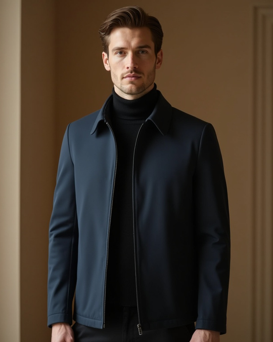 Giacca da uomo con collo alto e zip frontale
