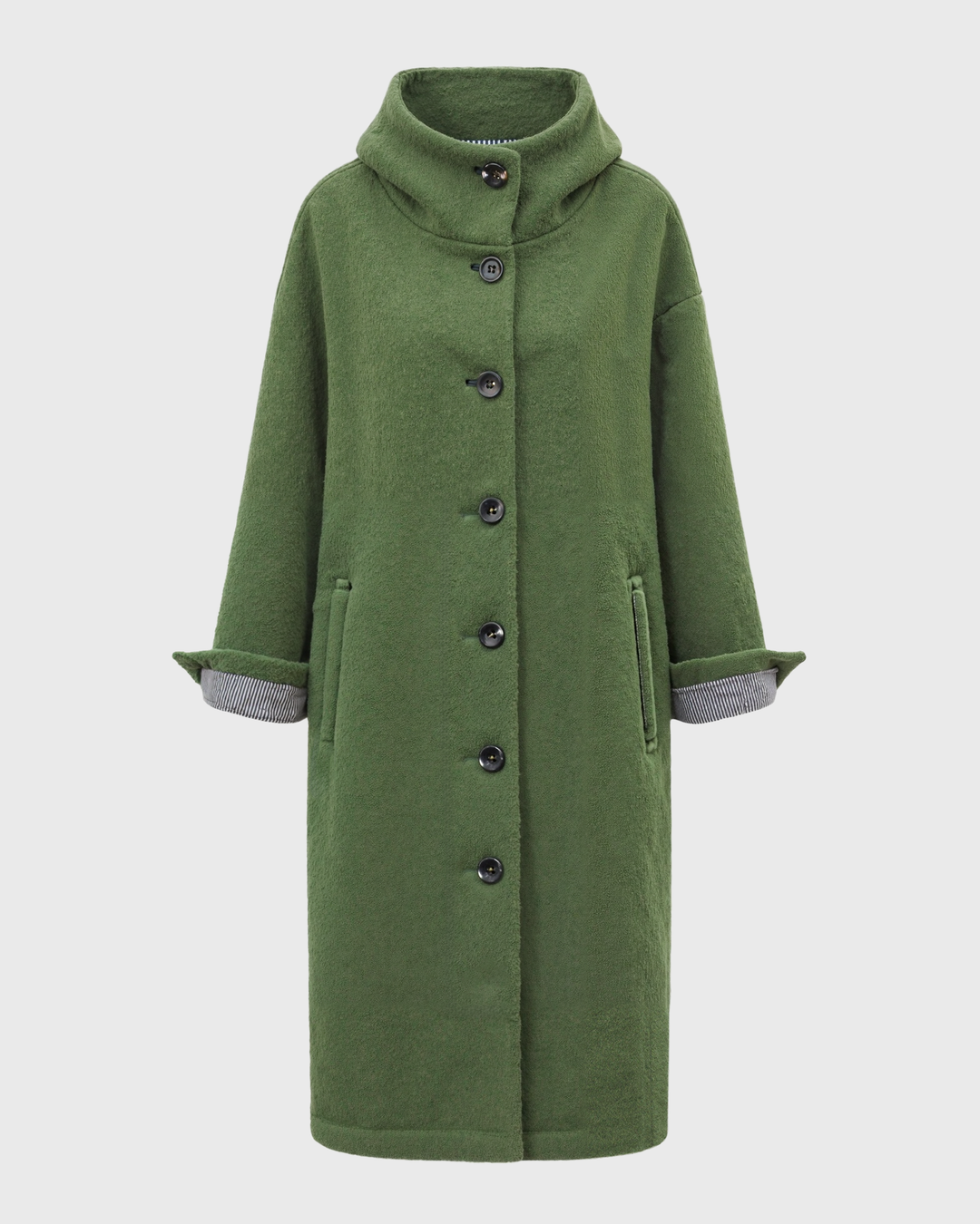 Cappotto invernale con cappuccio e chiusura a bottoni da donna