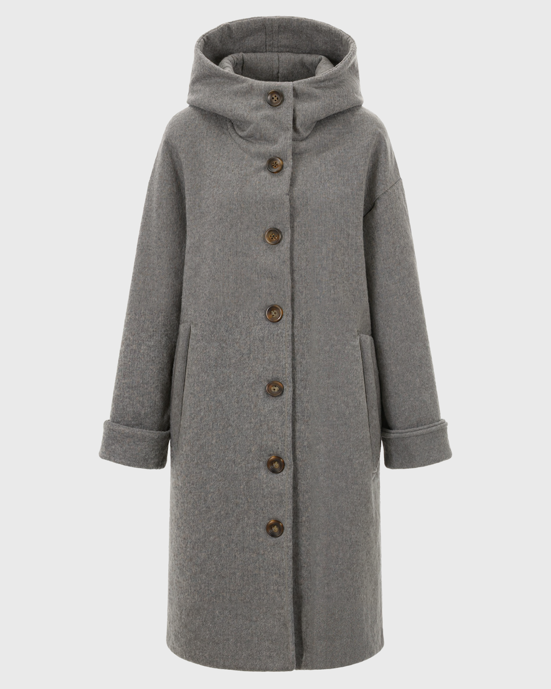 Cappotto invernale con cappuccio e chiusura a bottoni da donna