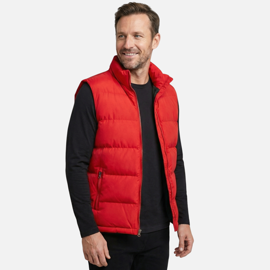 Gilet imbottito isolato con tasche con zip da uomo