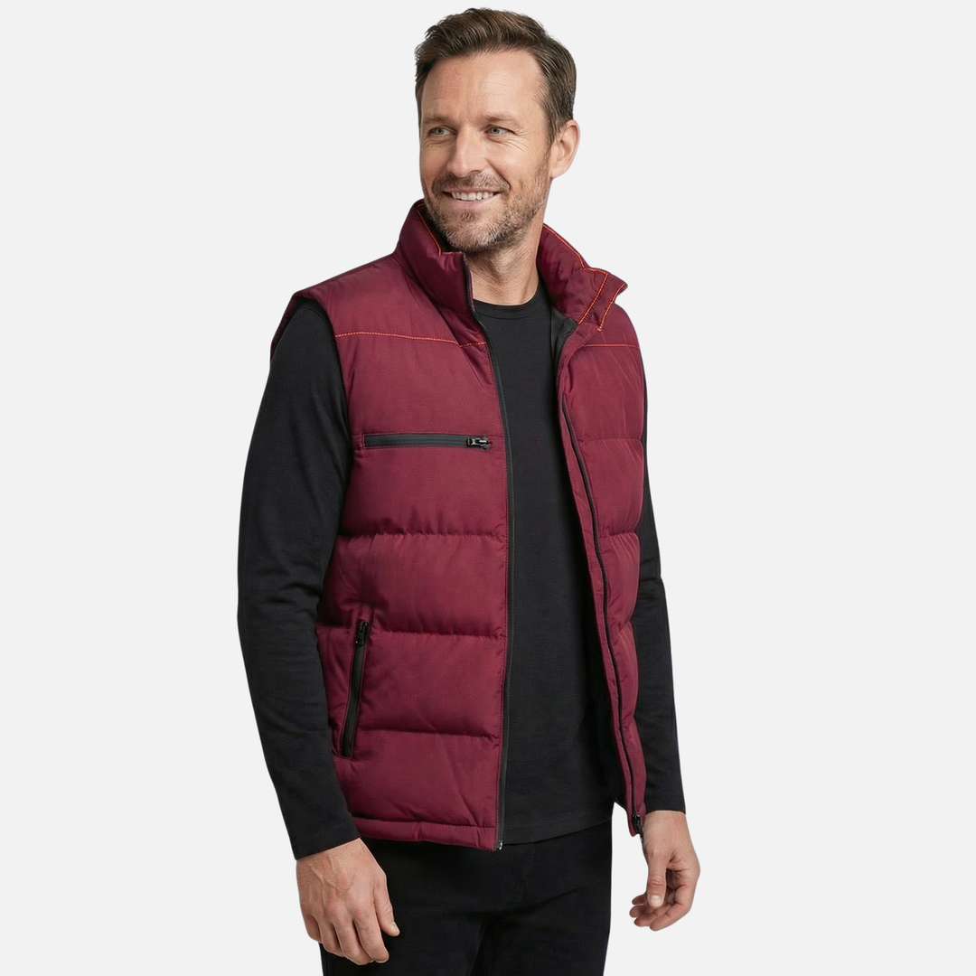 Insulated Puffer Vest with Zipper Pockets for Men