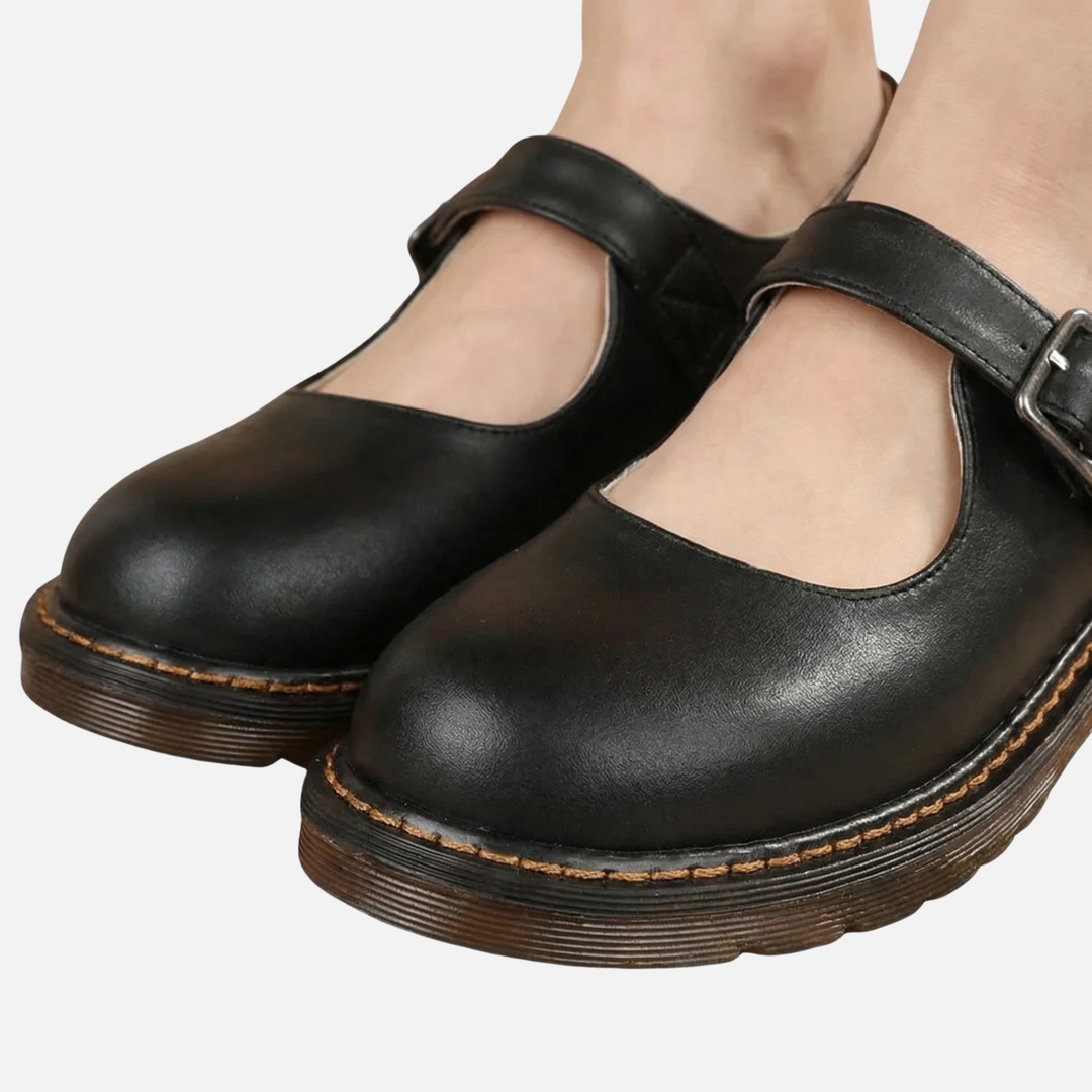 Klassische Mary Jane Halbschuhe mit Riemen und Flacher Sohle für Damen