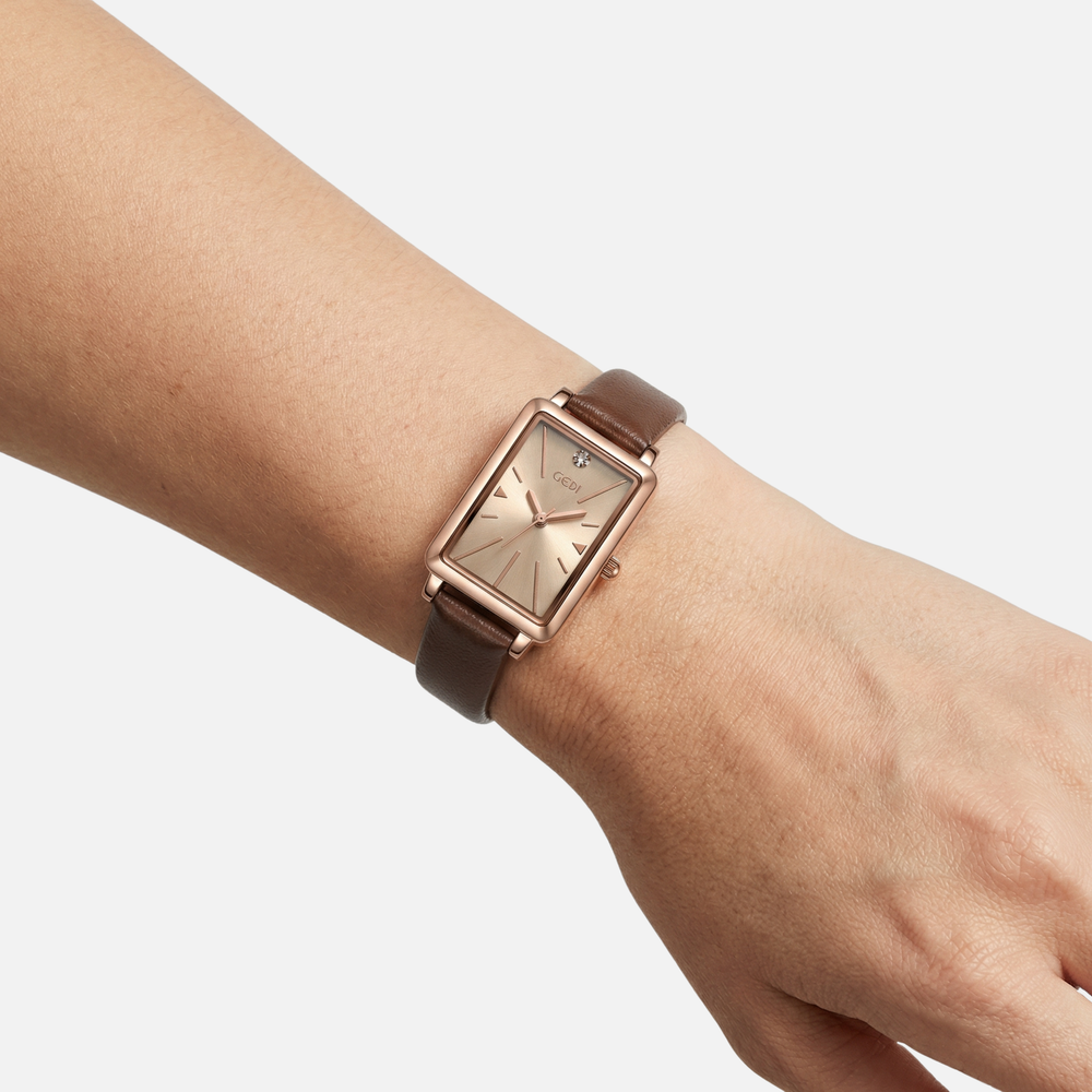 Reloj rectangular pequeño con correa de ante ajustable para mujer y hombre
