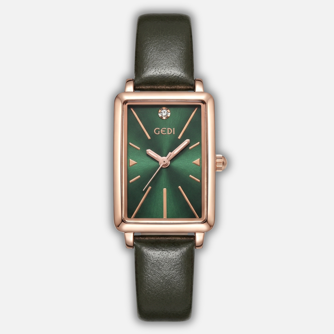 Small rectangular watch with adjustable suede strap for women & men