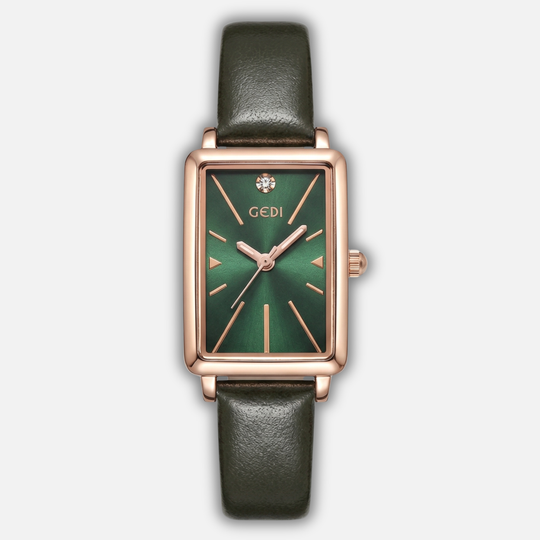 Small rectangular watch with adjustable suede strap for women & men