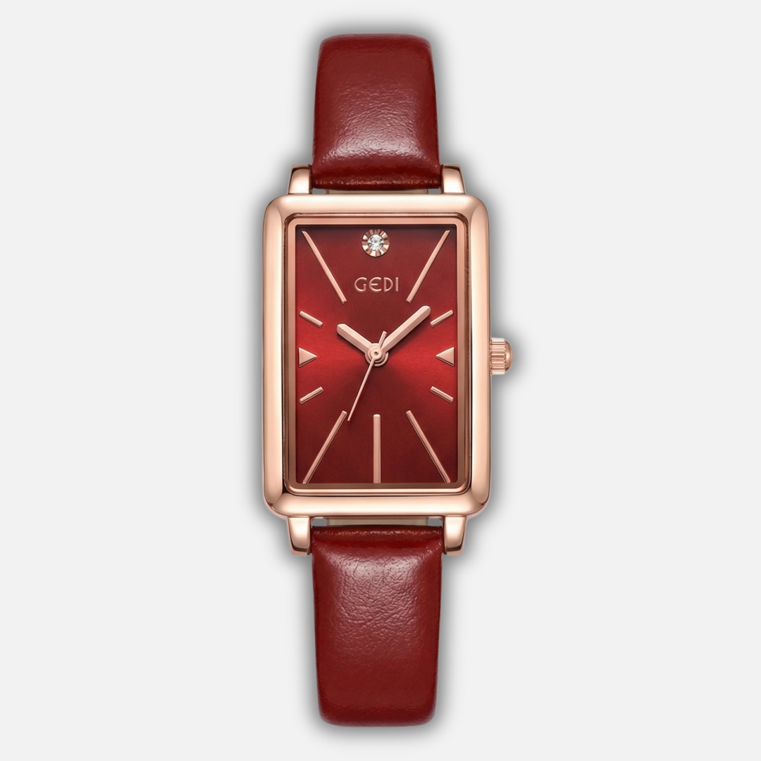 Small rectangular watch with adjustable suede strap for women & men