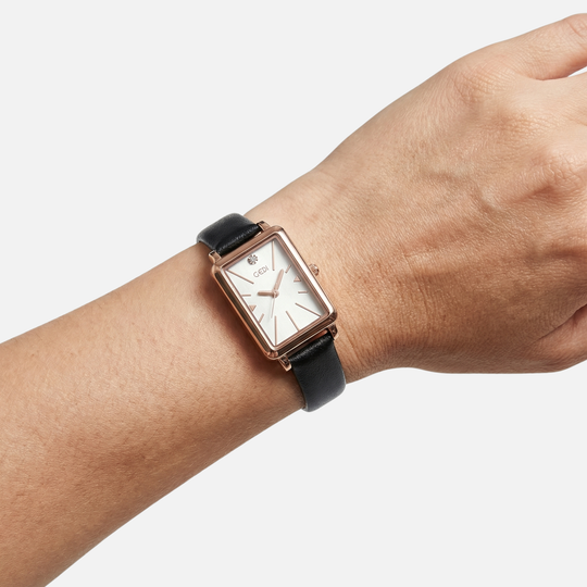 Small rectangular watch with adjustable suede strap for women & men