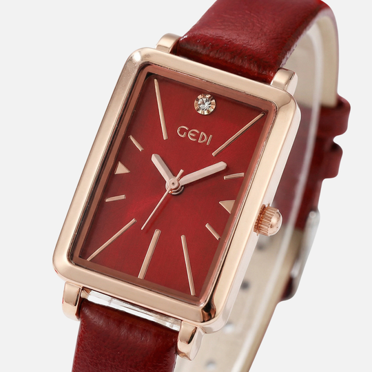 Small rectangular watch with adjustable suede strap for women & men