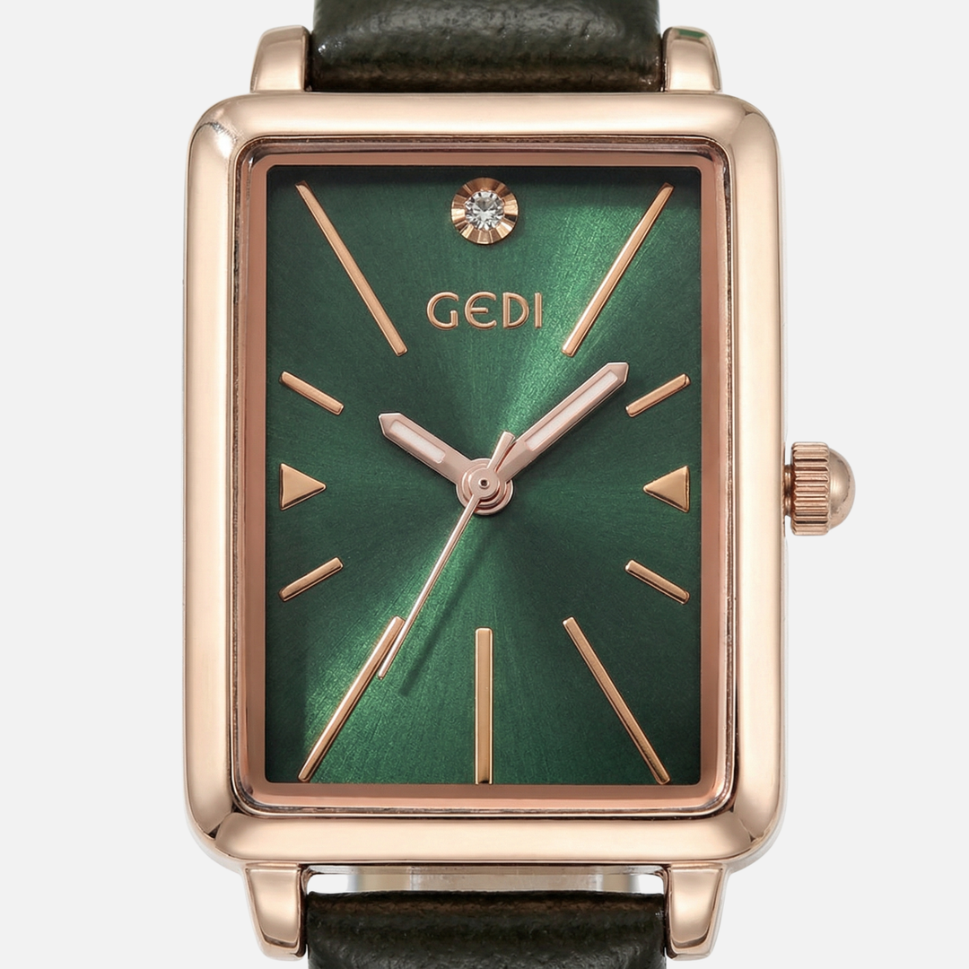 Small rectangular watch with adjustable suede strap for women & men