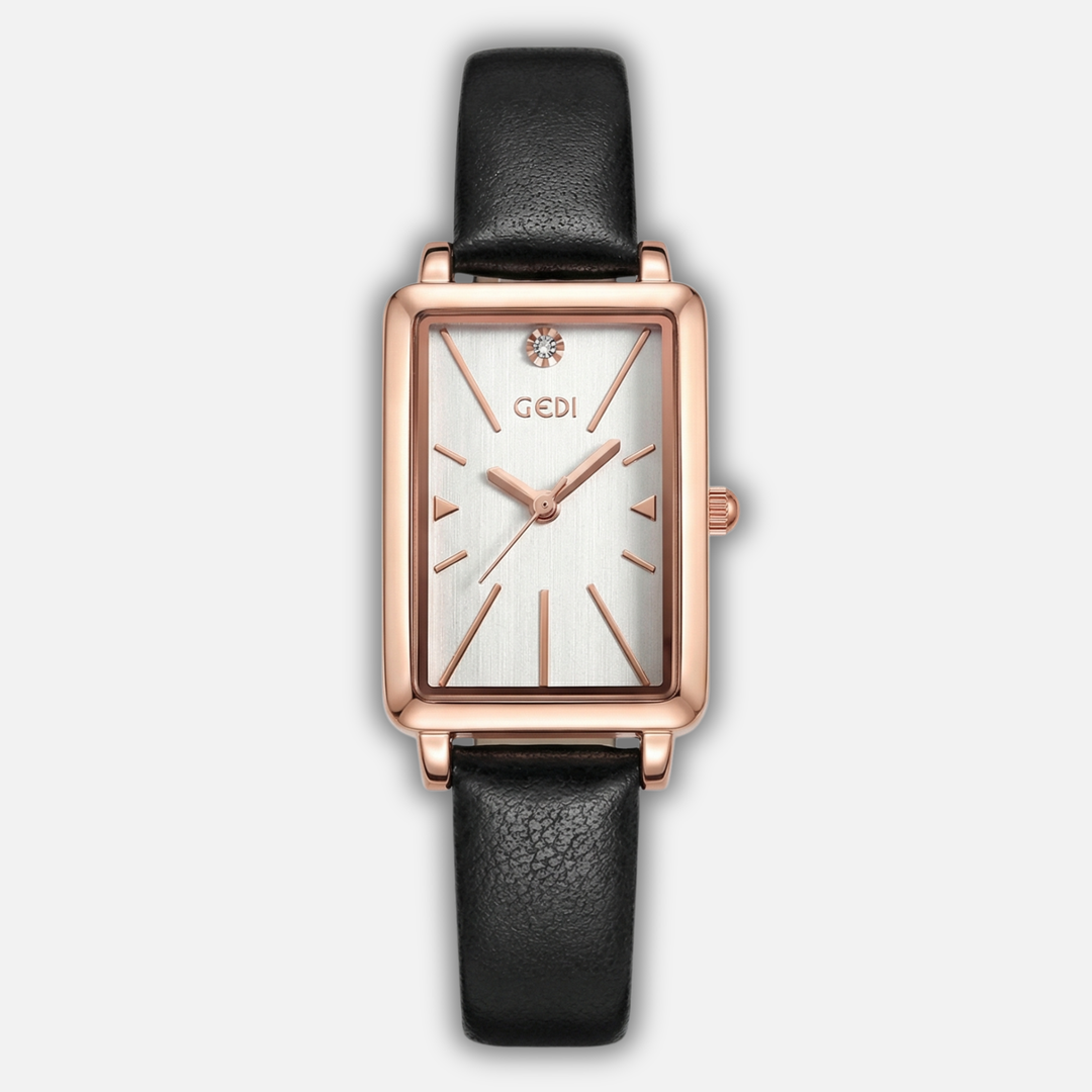 Small rectangular watch with adjustable suede strap for women & men