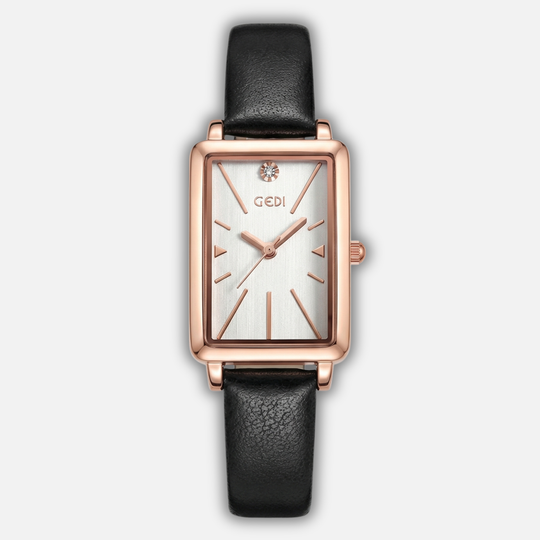 Small rectangular watch with adjustable suede strap for women & men