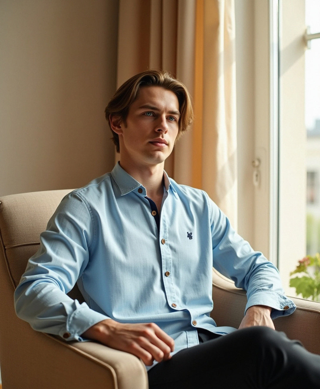 Kragenhemd mit Knopfleiste für Herren