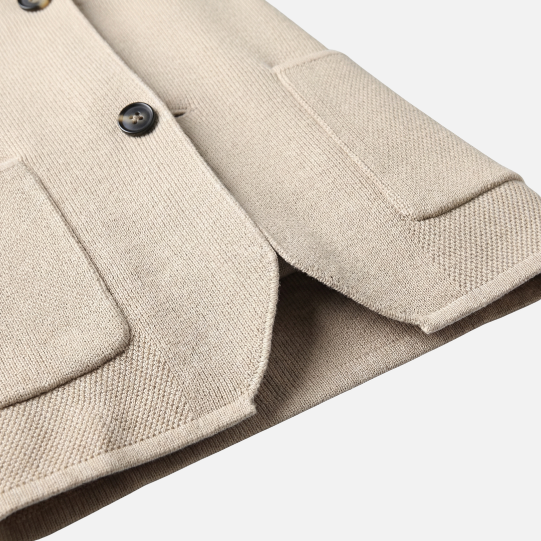 Volný pánský pletený cardigan – Lehká vrstva s knoflíkovou légou