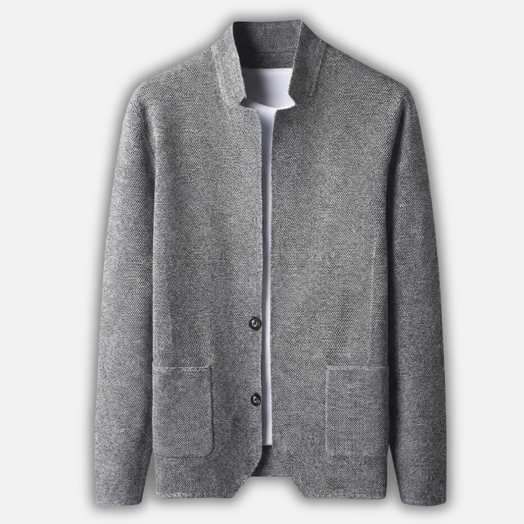 Volný pánský pletený cardigan – Lehká vrstva s knoflíkovou légou