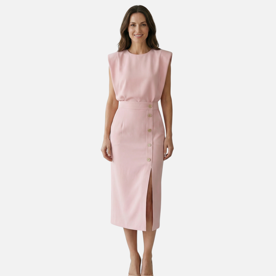 Casual αμάνικο μίντι φόρεμα με βάτες ώμου για γυναίκες