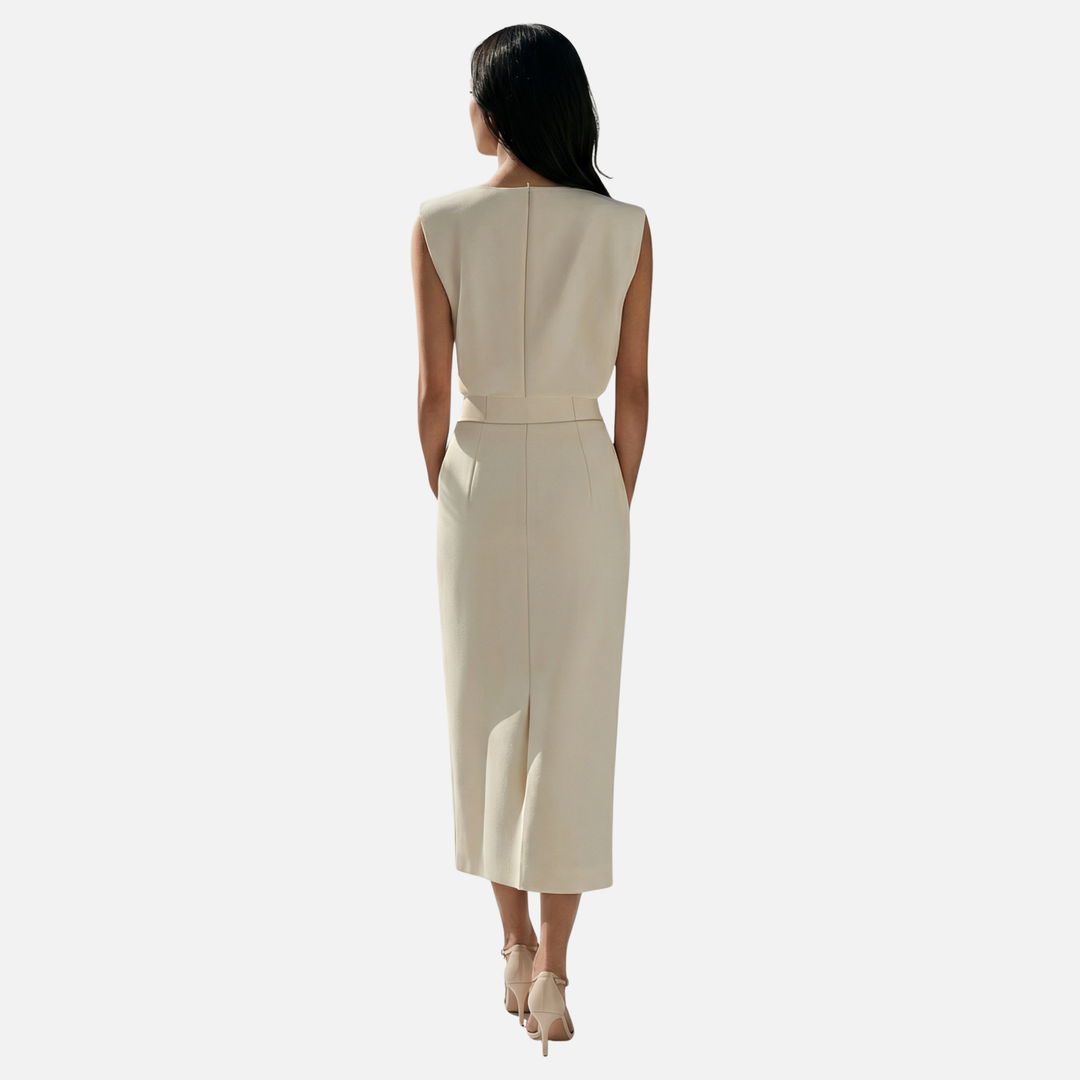 Casual αμάνικο μίντι φόρεμα με βάτες ώμου για γυναίκες