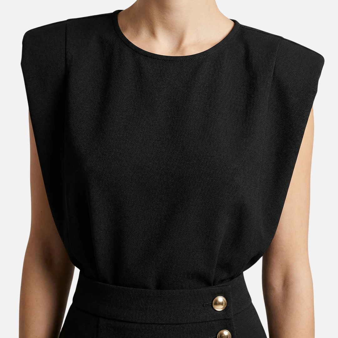 Casual αμάνικο μίντι φόρεμα με βάτες ώμου για γυναίκες