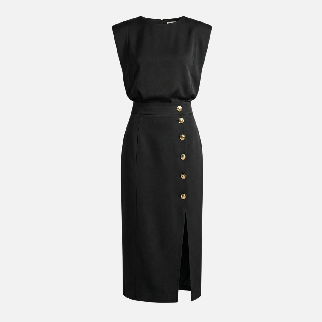 Casual αμάνικο μίντι φόρεμα με βάτες ώμου για γυναίκες