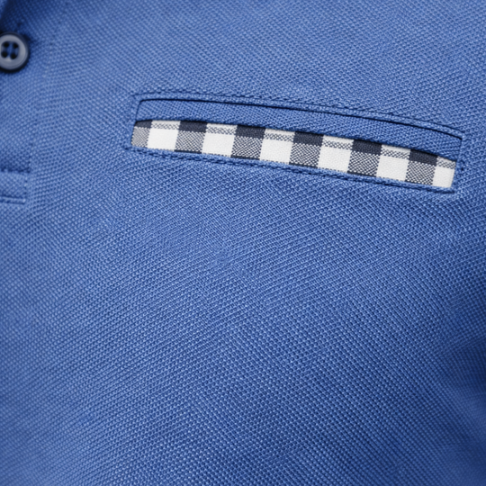 Langarm-Polo-Shirt mit Karo-Ausschnitt für Männer