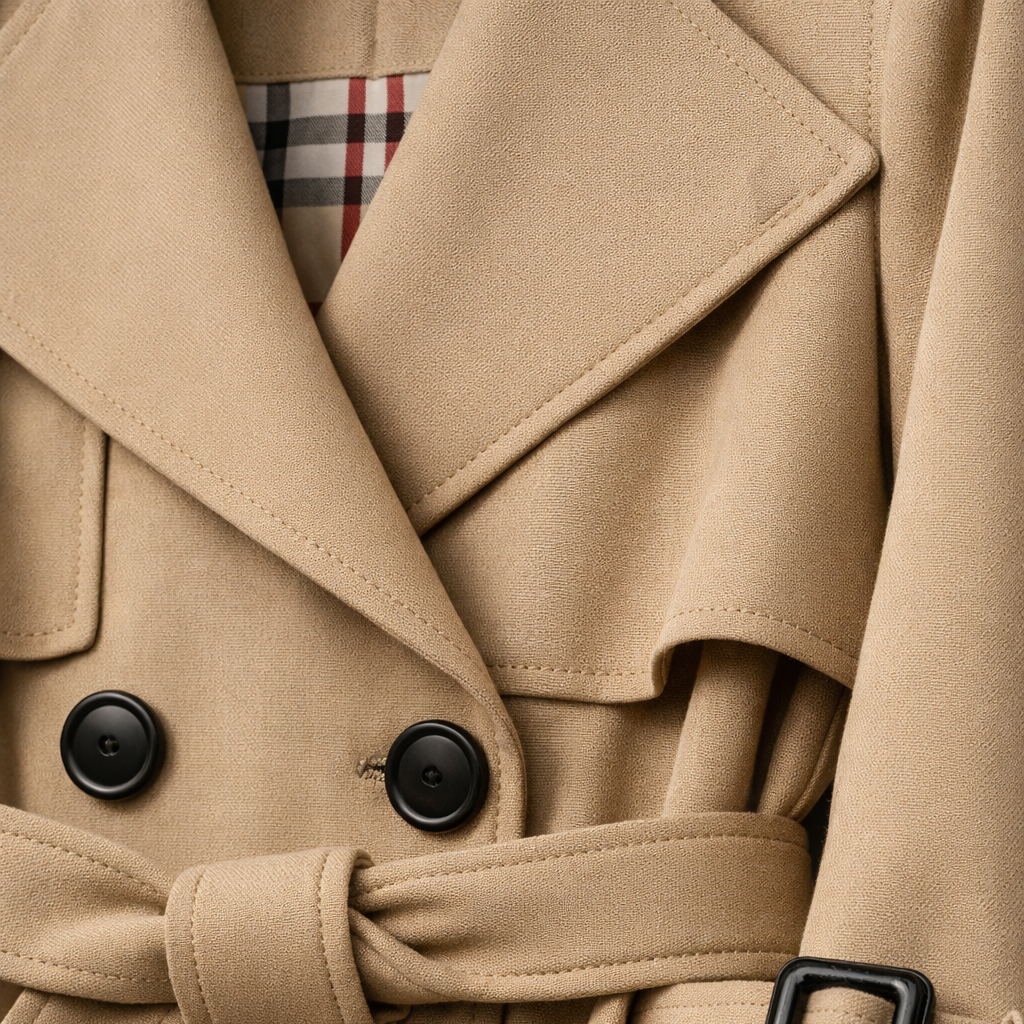 Langer Trenchcoat mit verstellbarem Gürtel und Seitentaschen für Frauen