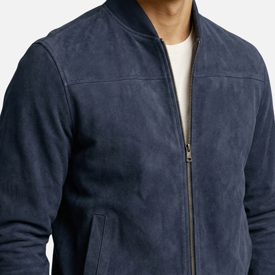 Jachetă bomber casual pentru bărbați, cu aspect de velur