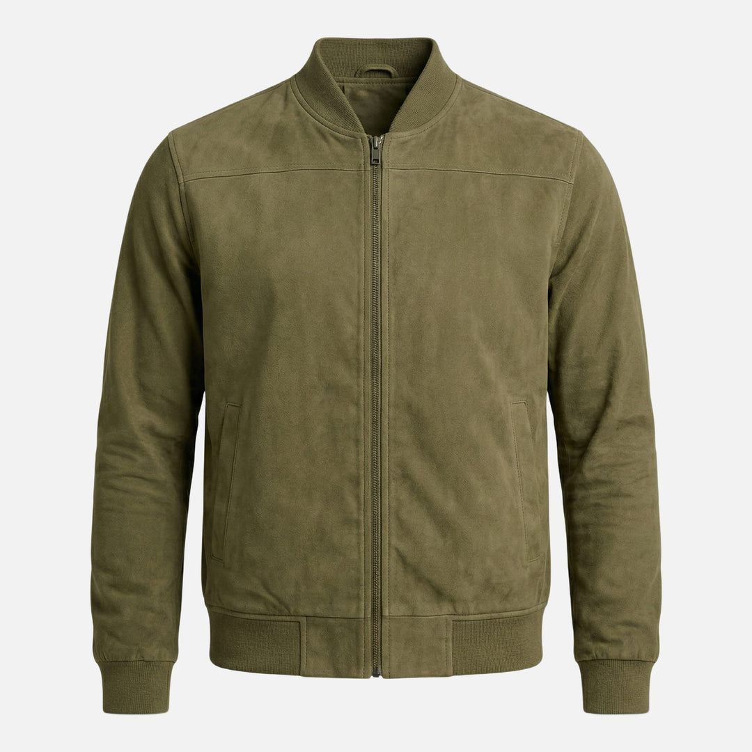 Jachetă bomber casual pentru bărbați, cu aspect de velur