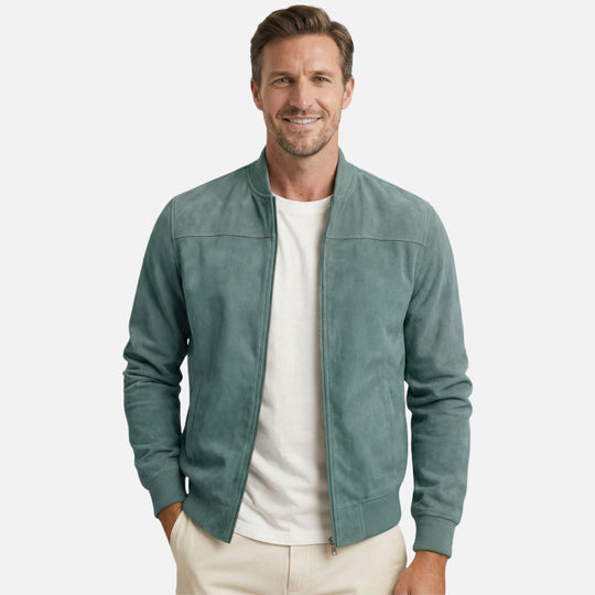 Jachetă bomber casual pentru bărbați, cu aspect de velur