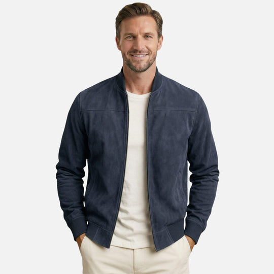 Jachetă bomber casual pentru bărbați, cu aspect de velur