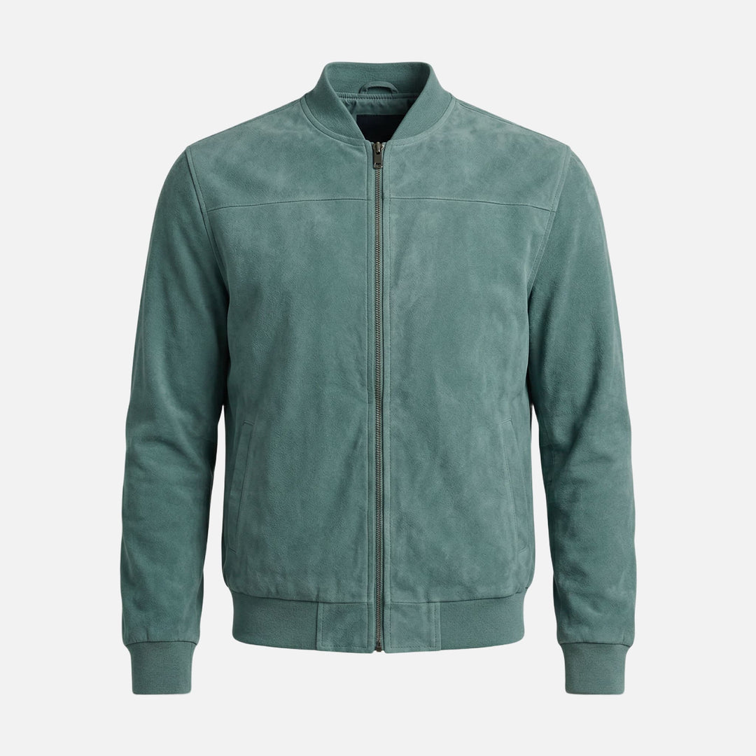 Jachetă bomber casual pentru bărbați, cu aspect de velur