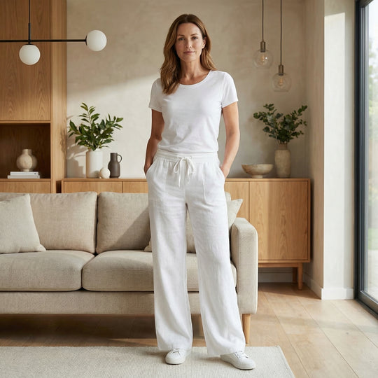 Leichte Weite Leinenhose – Lockere Passform für Damen