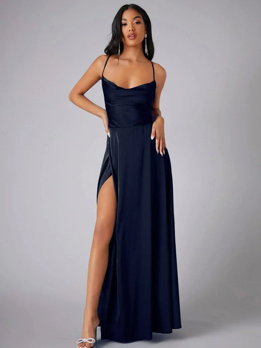 Kleid mit Oberschenkelschlitz und Slip-Maxi-Schnitt für Damen - Image 9