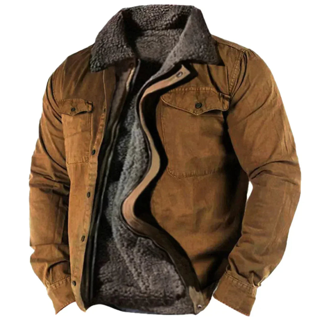 Sherpa-Kragen Button-Down Jacke für Herren - Image 1