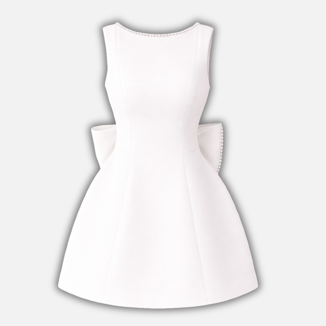 Perlenverzierte Mini-Kleid mit Rückenschnürung für Frauen