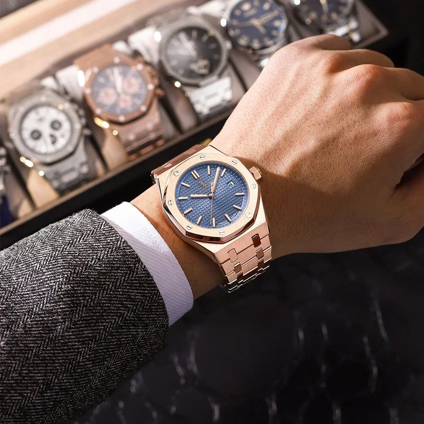 Achteckige Lünette Analoge Uhr für Herren - Image 2