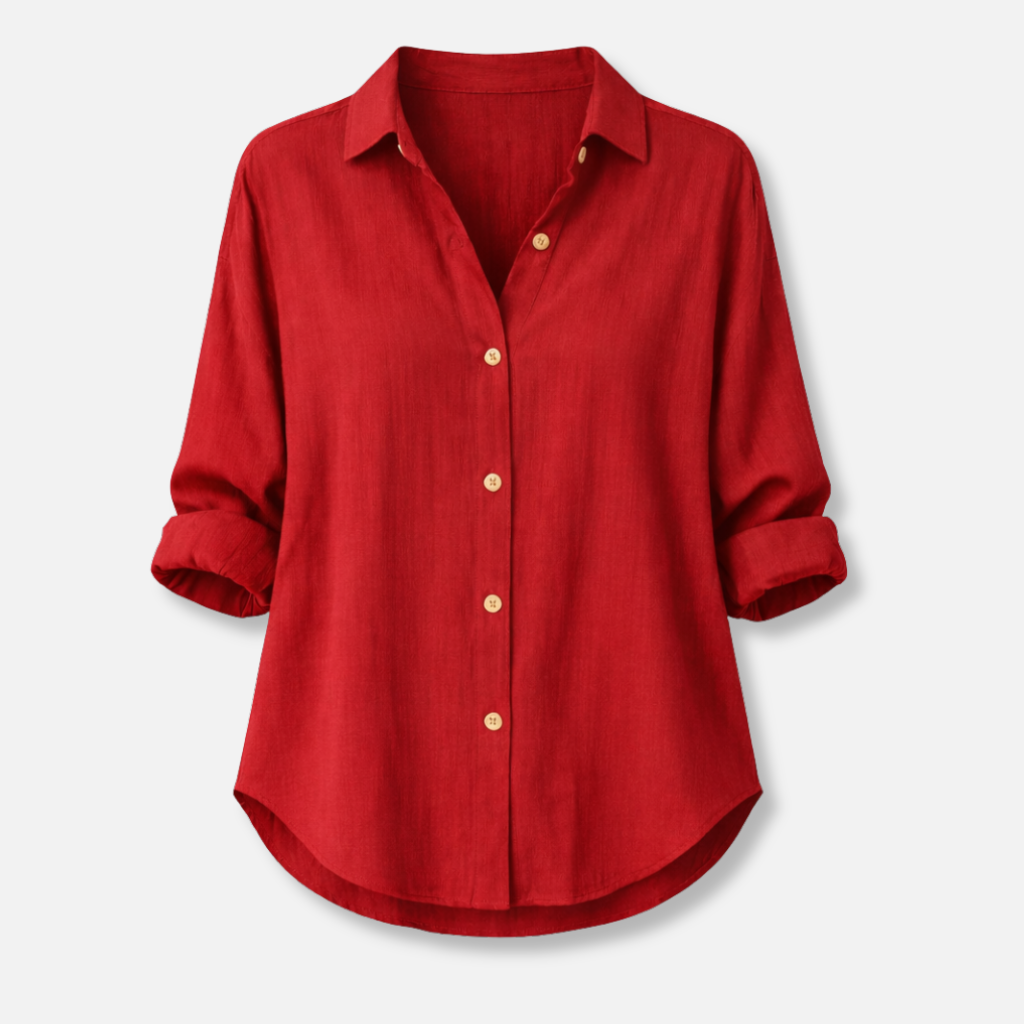 Relaxt Fit Bluse mit Aufrollbaren Ärmeln und Klassischem Kragen für Frauen