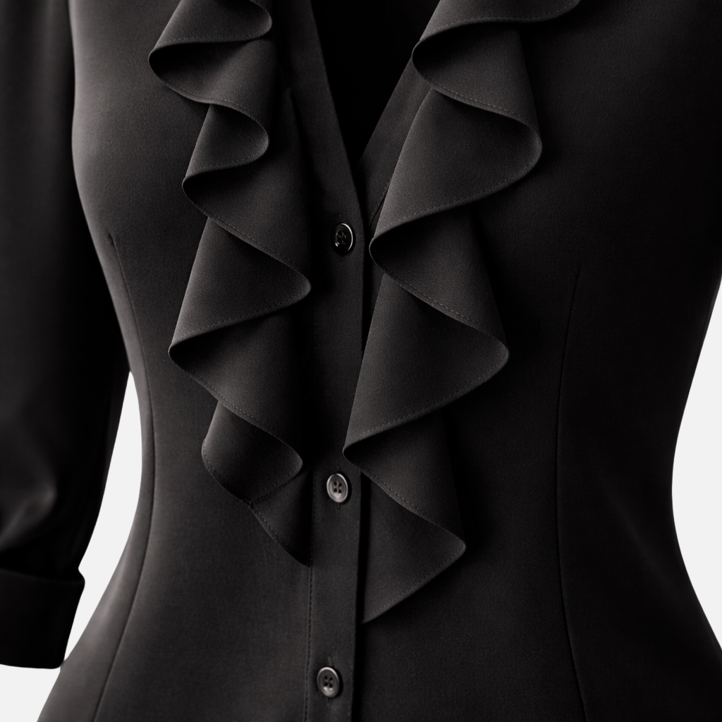 Top con ruches con scollo a V da donna