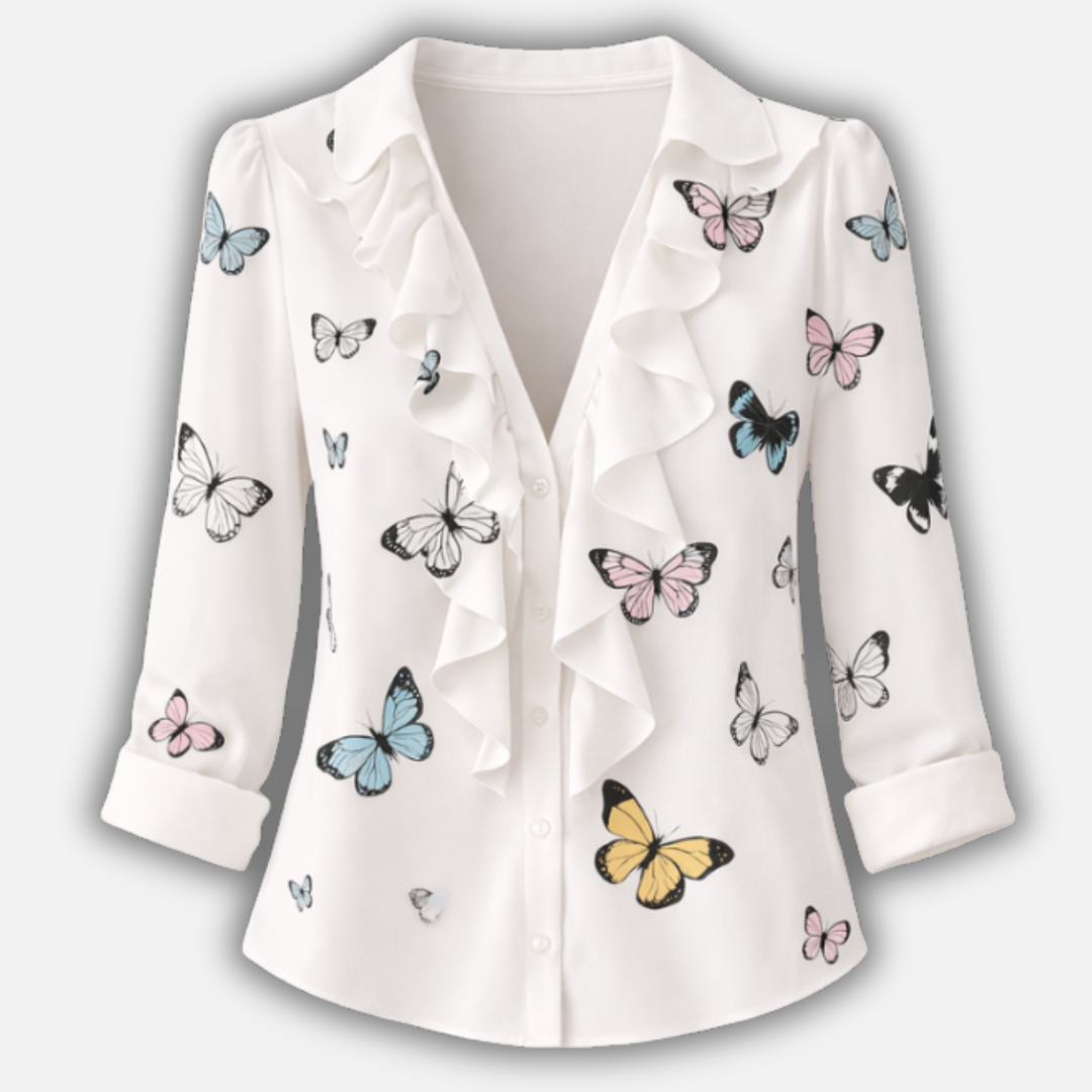 Top con ruches con scollo a V da donna