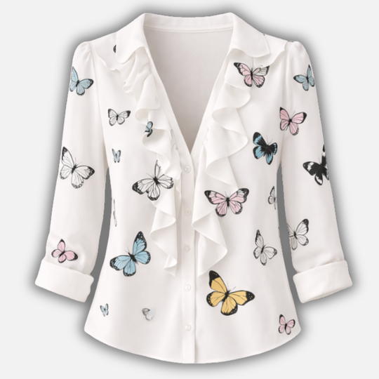 Top con ruches con scollo a V da donna