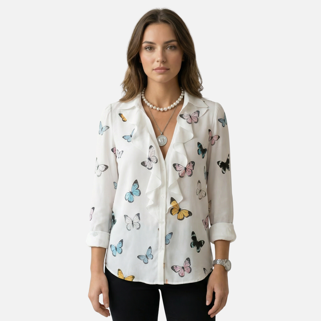 Top con ruches con scollo a V da donna