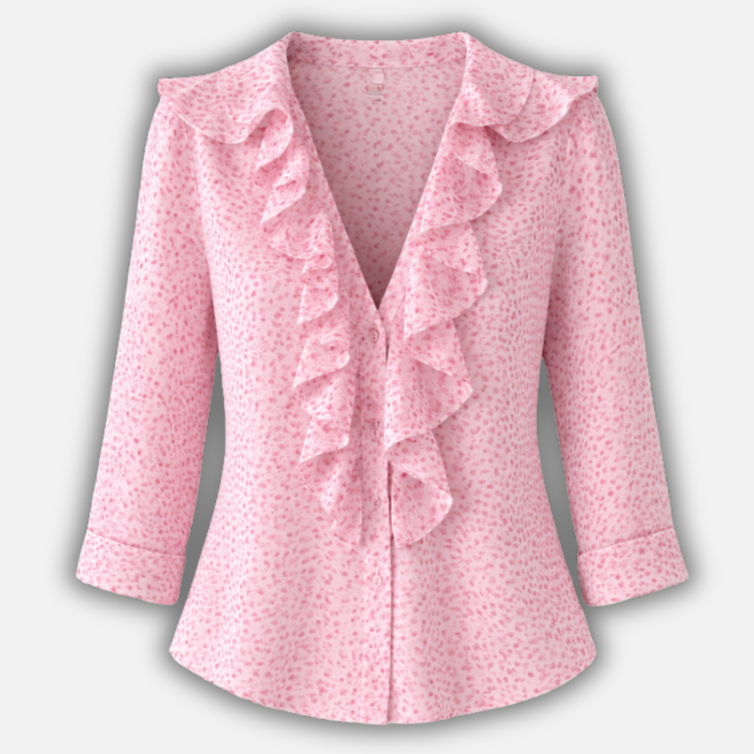 Top con ruches con scollo a V da donna