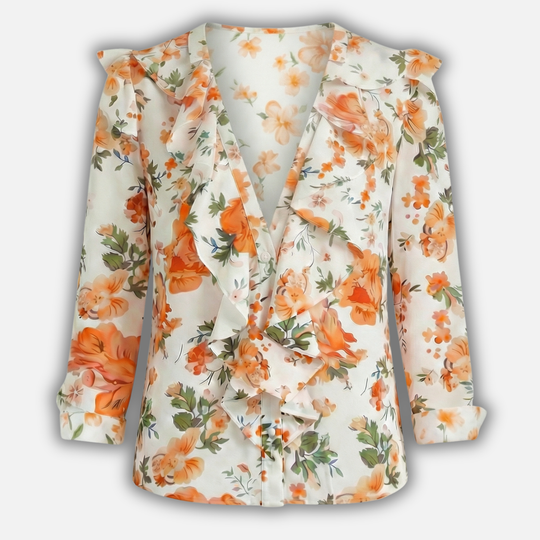 Top con ruches con scollo a V da donna