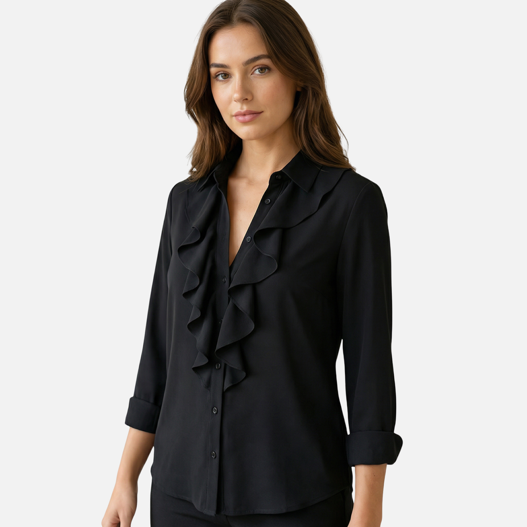 Top con ruches con scollo a V da donna