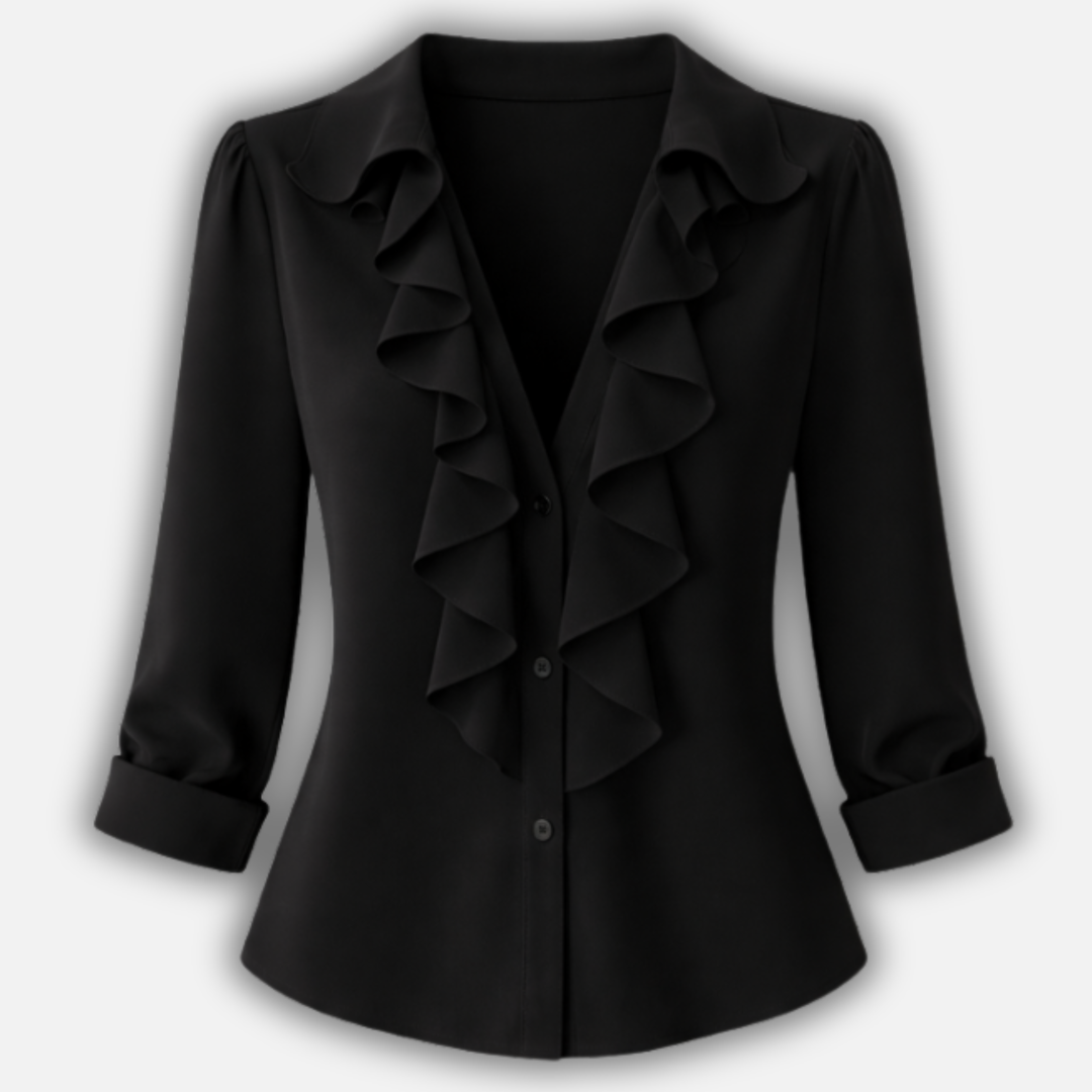 Top con ruches con scollo a V da donna