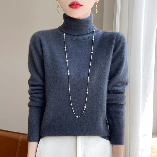 Figurbetonter Langarm Rollkragenpullover für Damen - Image 22