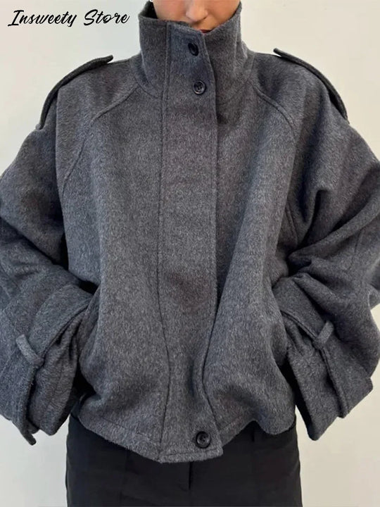 Oversized Trichterkragen Mantel für Damen - Image 13