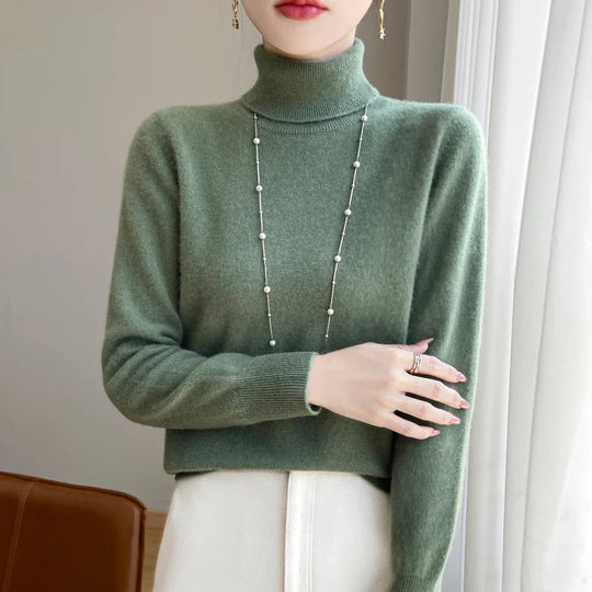 Figurbetonter Langarm Rollkragenpullover für Damen - Image 20